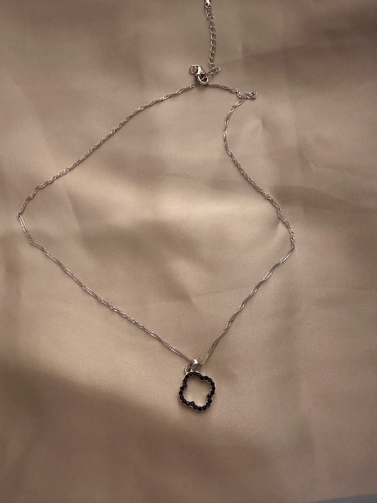 JTV Jewelry - Silver Chain Necklace with Black SpinelHeart Pendant - Women Jewelry